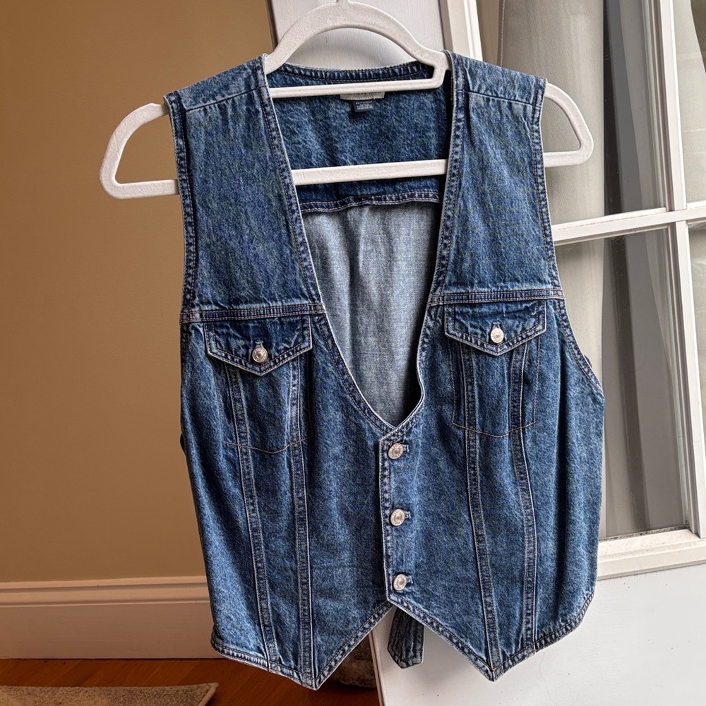 American Eagle Outfitters Blue Denim Vest
